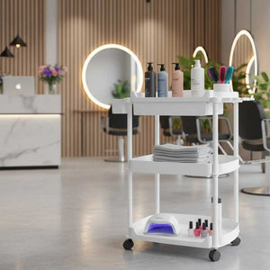 Sleek Utility Cart With One Drawer from SkinAct is a versatile, modern spa‑grade mobile workstation designed for efficiency and style.
