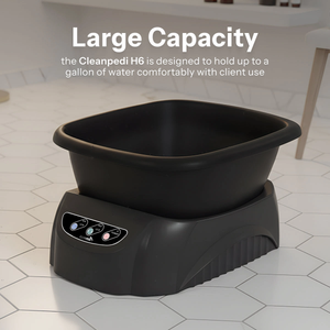 CleanPedi H6 foot spa featuring large capacity basin designed to hold up to one gallon of water comfortably