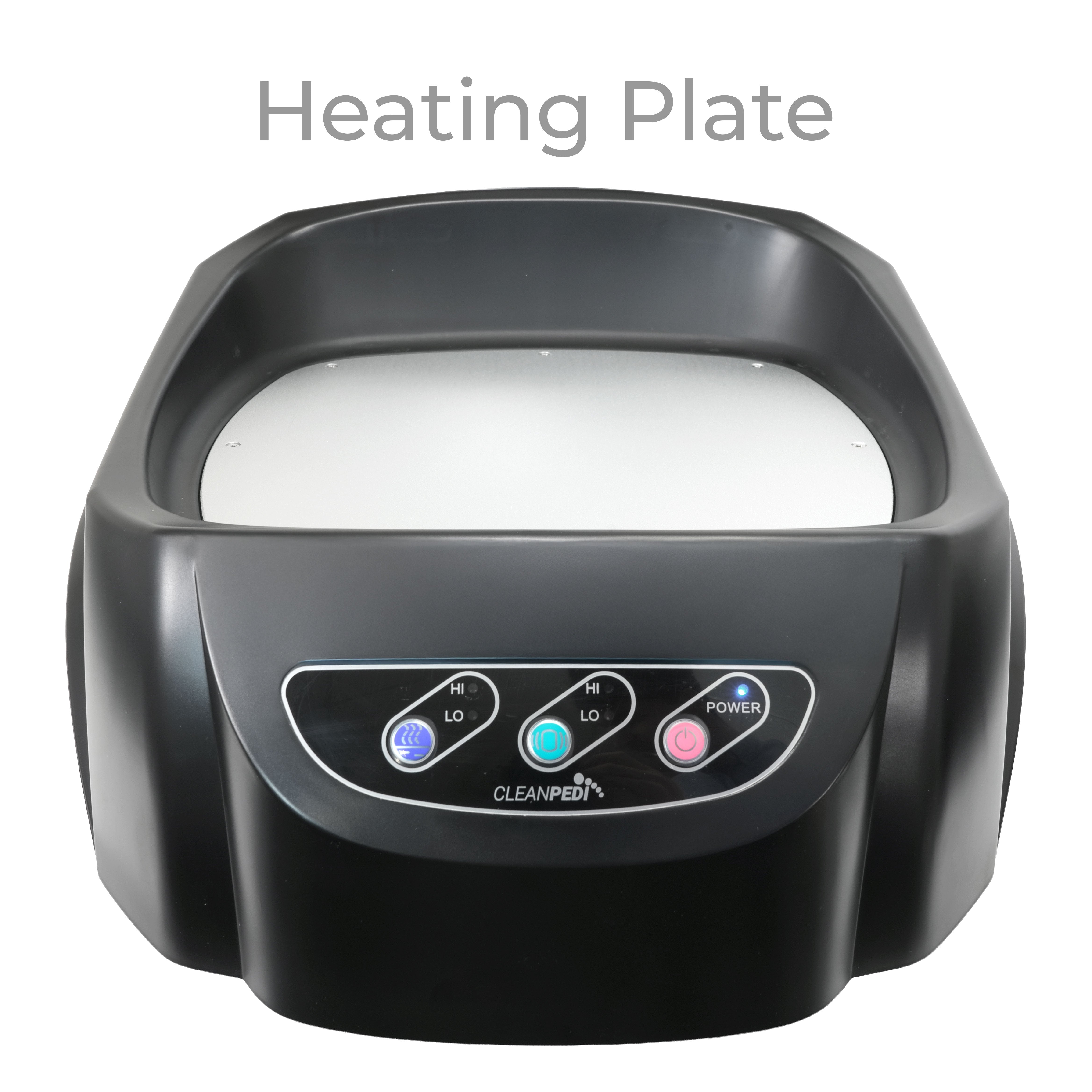 CleanPedi H6 foot bath heating plate with built-in warmer and easy-to-use control buttons for pedicure soaking
