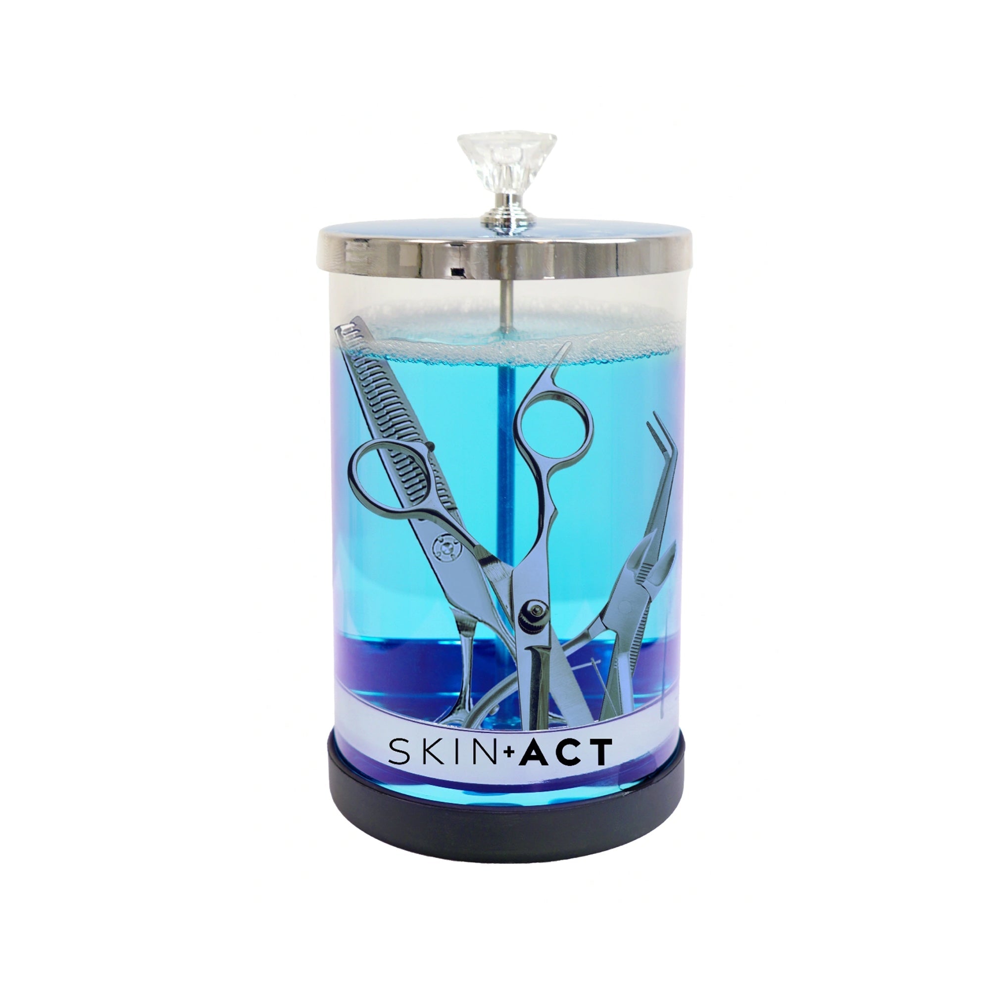 SkinAct Medium Sterilizing Jar container with scissors inside on a white background