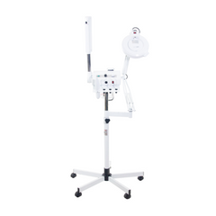 Skinact Ozone Steamer, 5 Diopter Magnifying Lamp And High Frequency on a stand with wheels on a white background