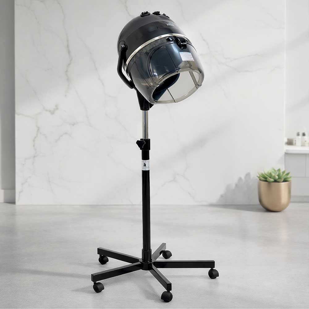 Skinact Hair Dryer With Timer and with a stand in a Beauty Salon setting