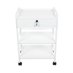 White Skinact Pro Single Drawer Cart rolling cart with a drawer on a white background