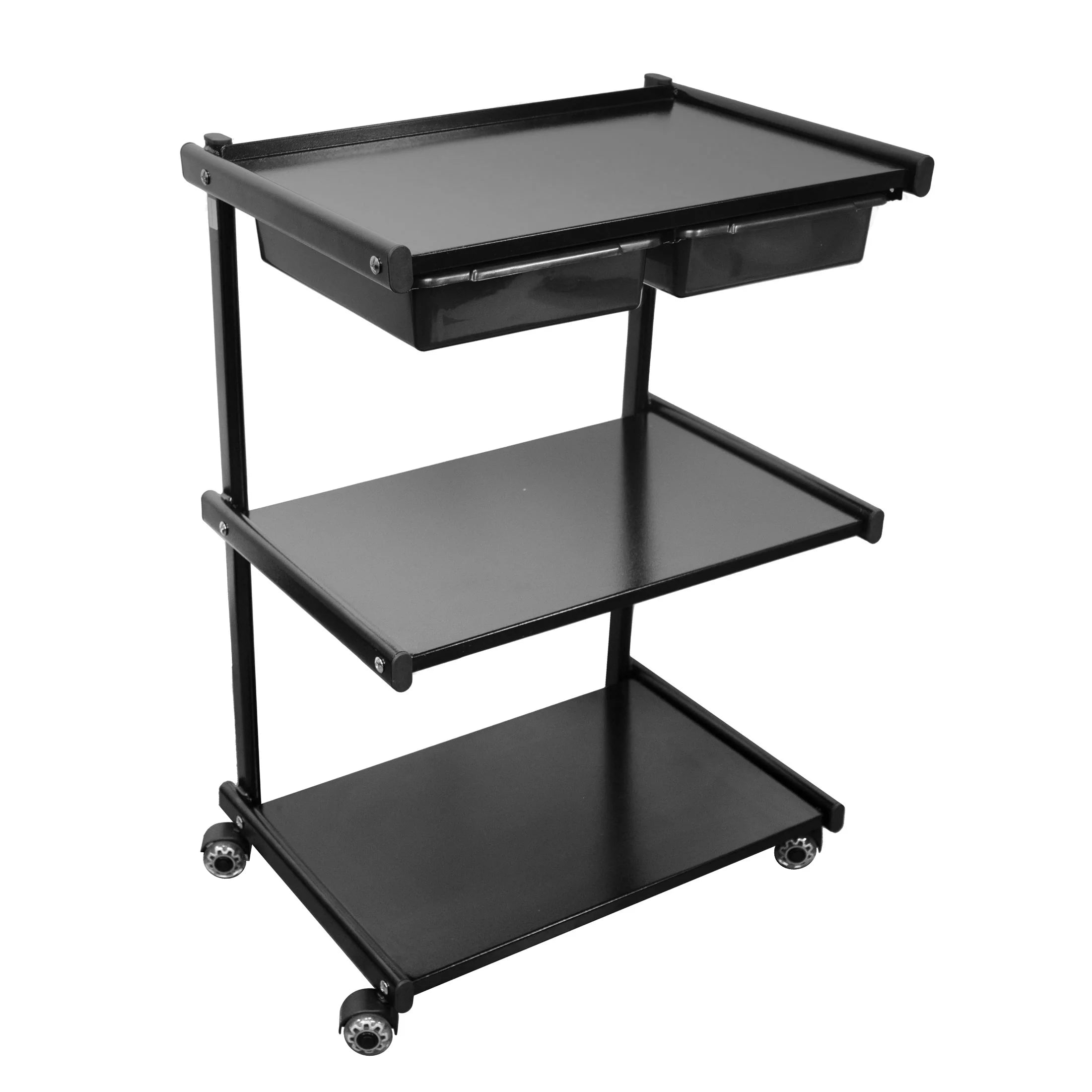 Black Slate Metal Cart utility cart with shelves on a white background
