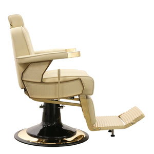 Beige Trono Barber Chair  with black base on a white background