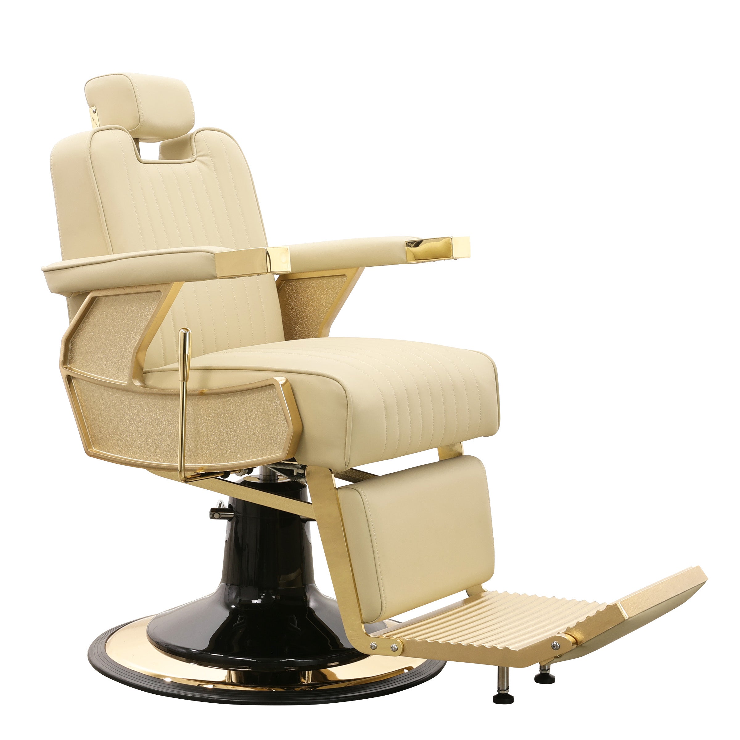 Beige Trono Barber Chair with black base on a white background