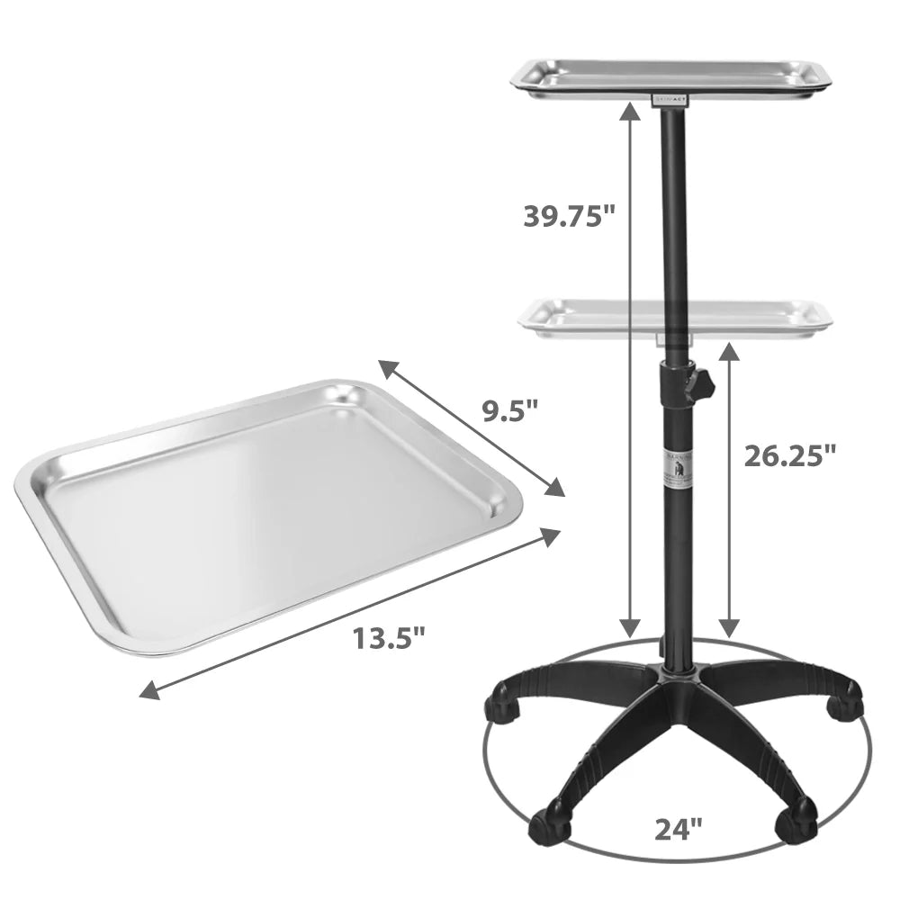 Stainless Steel Salon Tray Cart on Wheels